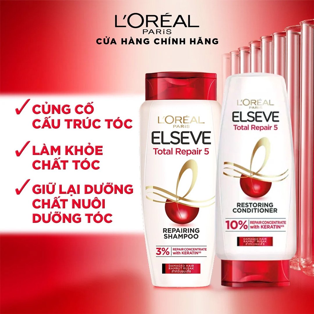Dầu Xả L'Oreal Giảm 5 Dấu Hiệu Của Tóc Hư Tổn 265ml