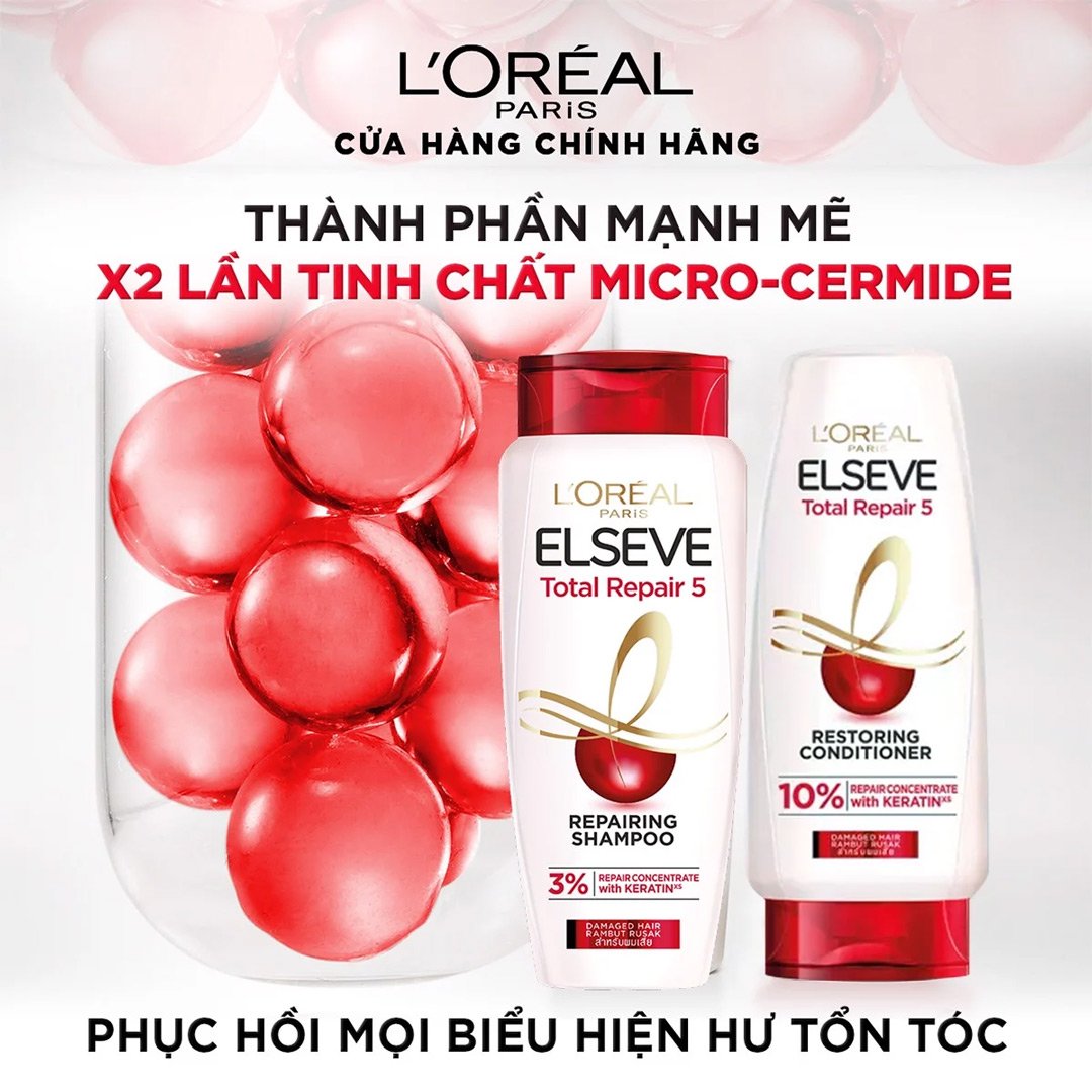 Dầu Xả L'Oreal Giảm 5 Dấu Hiệu Của Tóc Hư Tổn 265ml