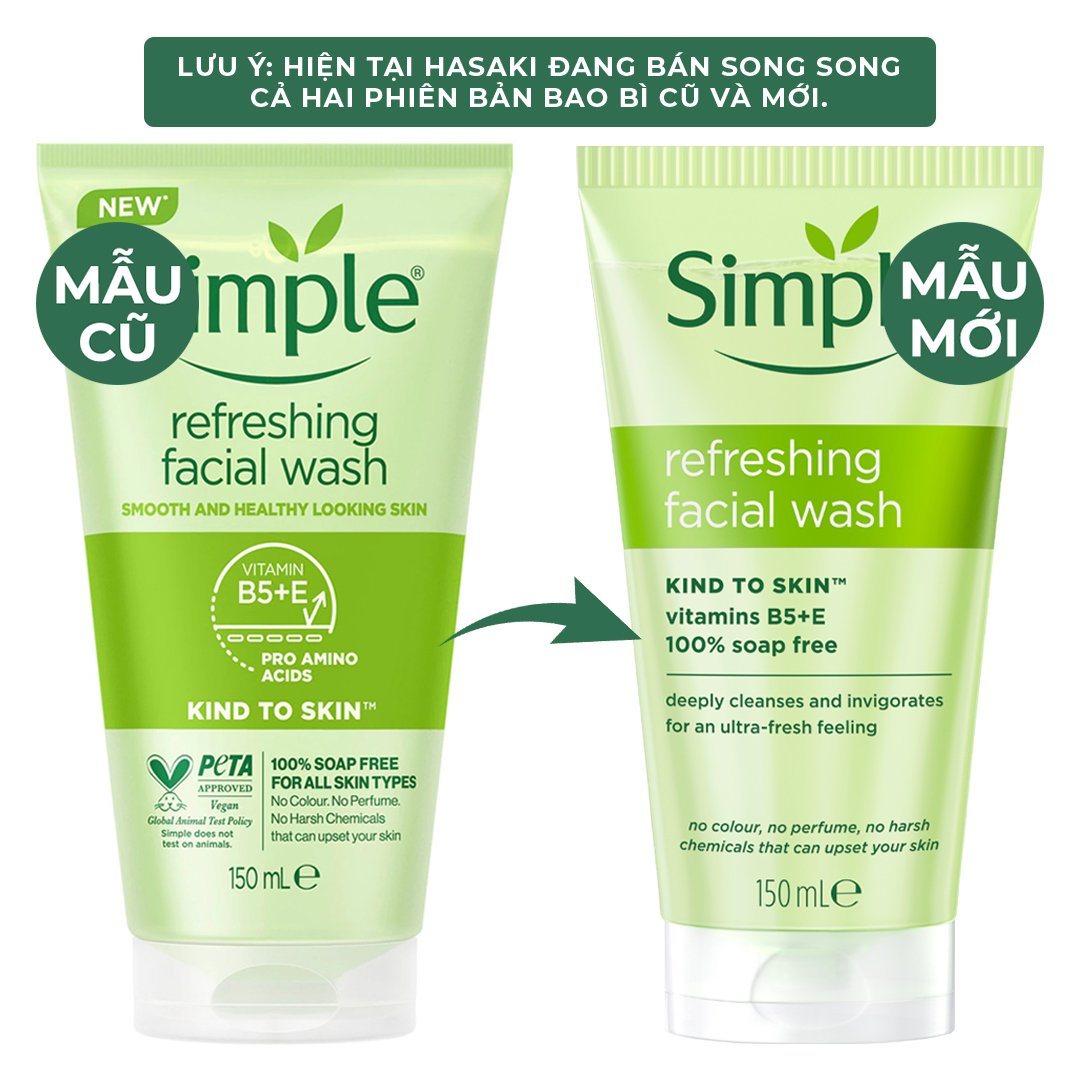 Combo 2 Sữa Rửa Mặt Simple Giúp Da Sạch Thoáng 150ml