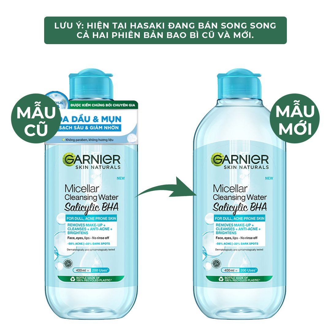 Combo Garnier Nước Tẩy Trang 400ml + Serum 30ml Cho Da Dầu, Mụn