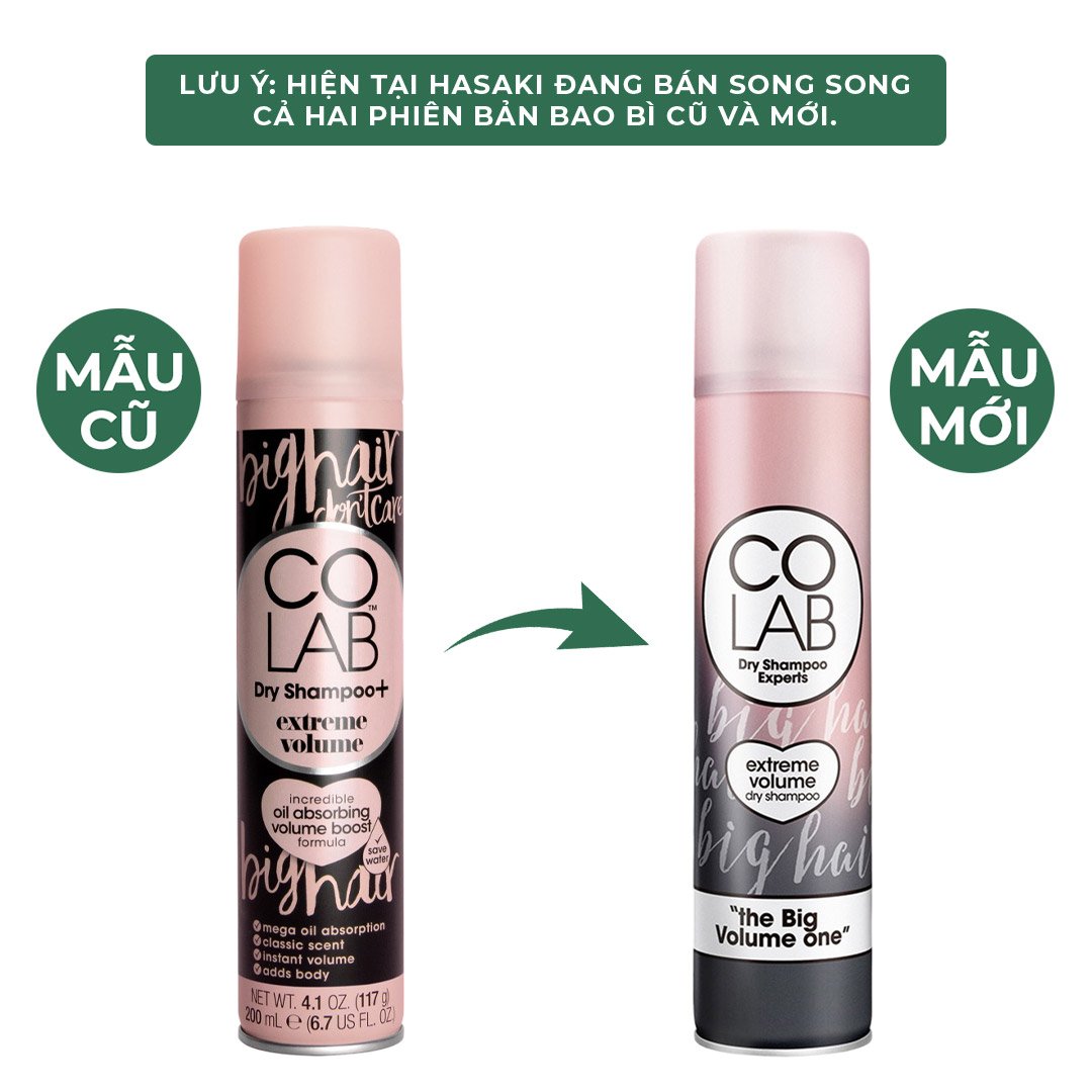 Dầu Gội Khô Colab Extreme Volume Làm Phồng Tóc 200ml