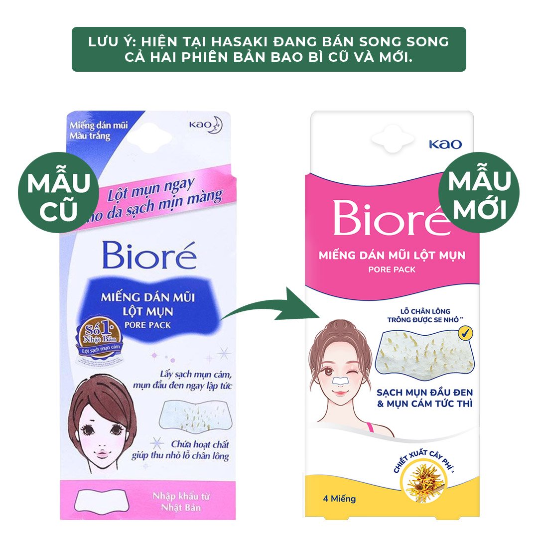 Miếng Dán Mũi Lột Mụn Bioré Chiết Xuất Cây Phỉ (4 Miếng)