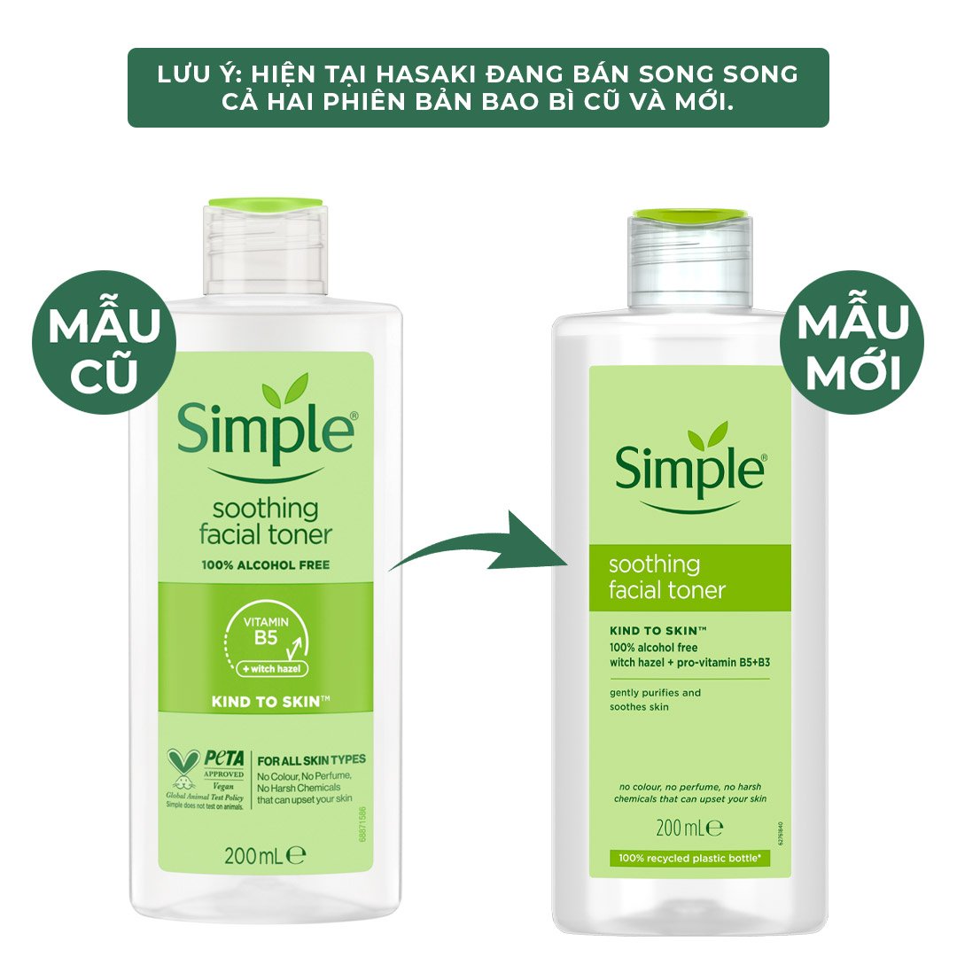 Nước Hoa Hồng Simple Làm Dịu Da & Cấp Ẩm 200ml