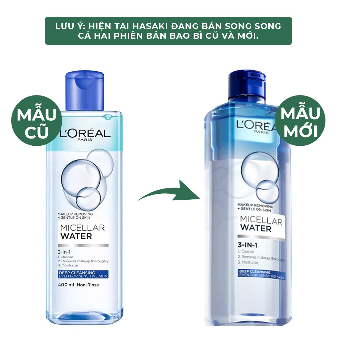 Combo L'Oreal Nước Tẩy Trang Sạch Sâu Trang Điểm 400ml + 2 Nước Tẩy Trang Sạch Sâu Cho Da Dầu 95ml