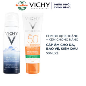 Combo Vichy Xịt Khoáng 50ml + Kem Chống Nắng Kiềm Dầu 50ml