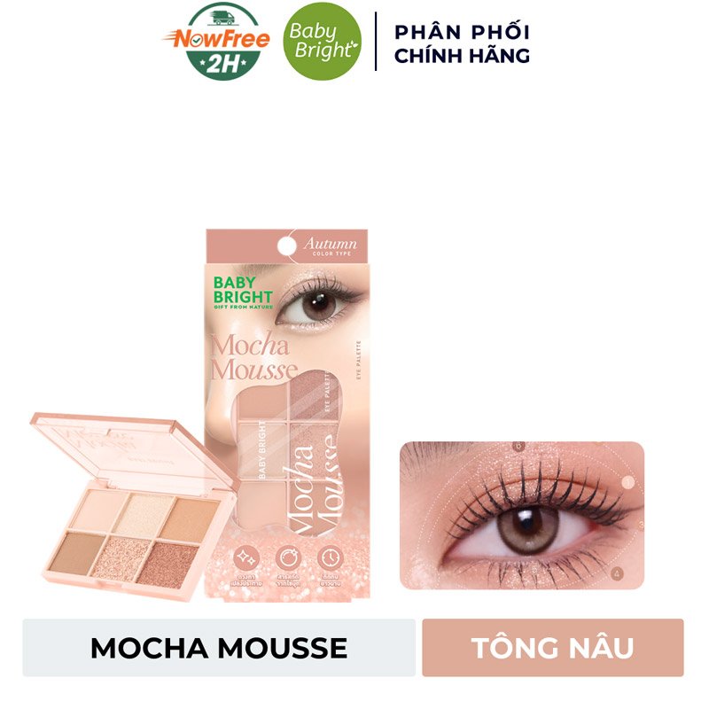 Bảng Phấn Mắt Baby Bright 6 Ô Mocha Mousse - Tông Nâu 0.7g