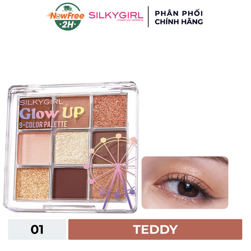 Bảng Phấn Mắt Silkygirl 9 Ô Màu 01 Teddy 7.2g