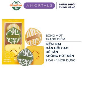 Bộ 2 Bông Mút Trang Điểm Amortals 100 Size XL Tặng Hộp Đựng