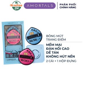 Bộ 2 Bông Mút Trang Điểm Amortals Đen Size XL Tặng Hộp Đựng