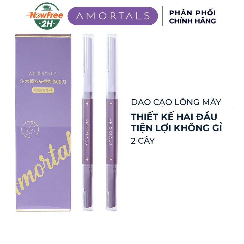 Bộ 2 Dao Cạo Lông Mày Amortals Hai Đầu Tiện Lợi Không Gỉ