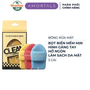 Bộ 3 Bông Rửa Mặt Bọt Biển Amortals Hình Găng Tay Hở Ngón