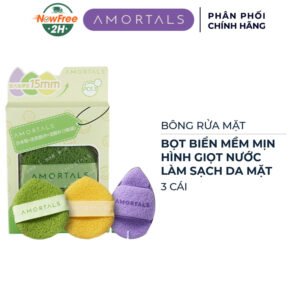 Bộ 3 Bông Rửa Mặt Bọt Biển Amortals Hình Giọt Nước