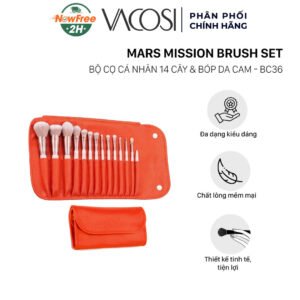 Bộ Cọ Trang Điểm Vacosi 14 Cây BC36 (Bóp Da Cam)