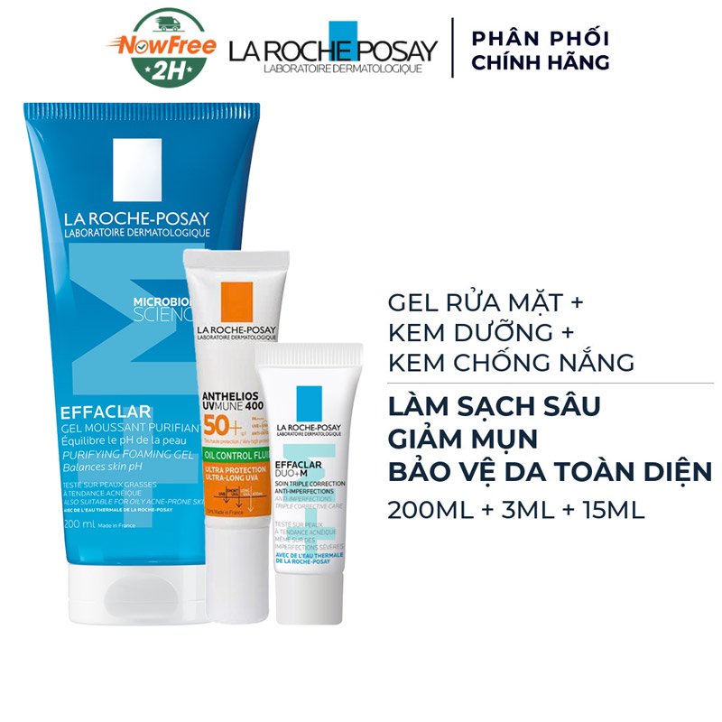 Bộ La Roche-Posay Chăm Sóc Da Dầu, Mụn 3 Món