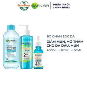 Bộ Sản Phẩm Garnier Chăm Sóc Da Dầu, Mụn 3 Món