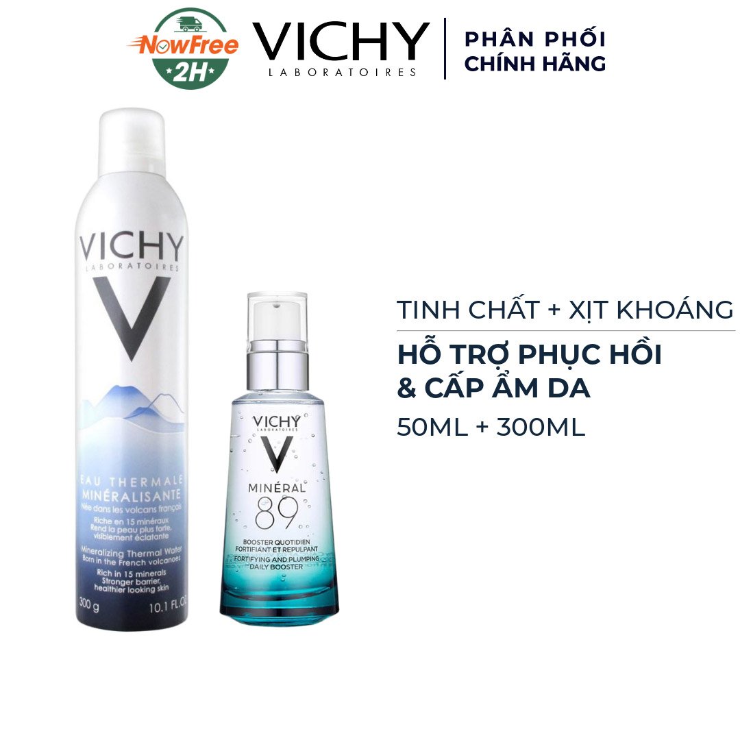 Combo Vichy Serum 89 Khoáng Chất Phục Hồi Chuyên Sâu 50ml + Xịt Khoáng Dịu Da 300ml