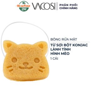 Bông Rửa Mặt Vacosi Sợi Bột Konjac Hình Mèo BN03 (1 Cái)