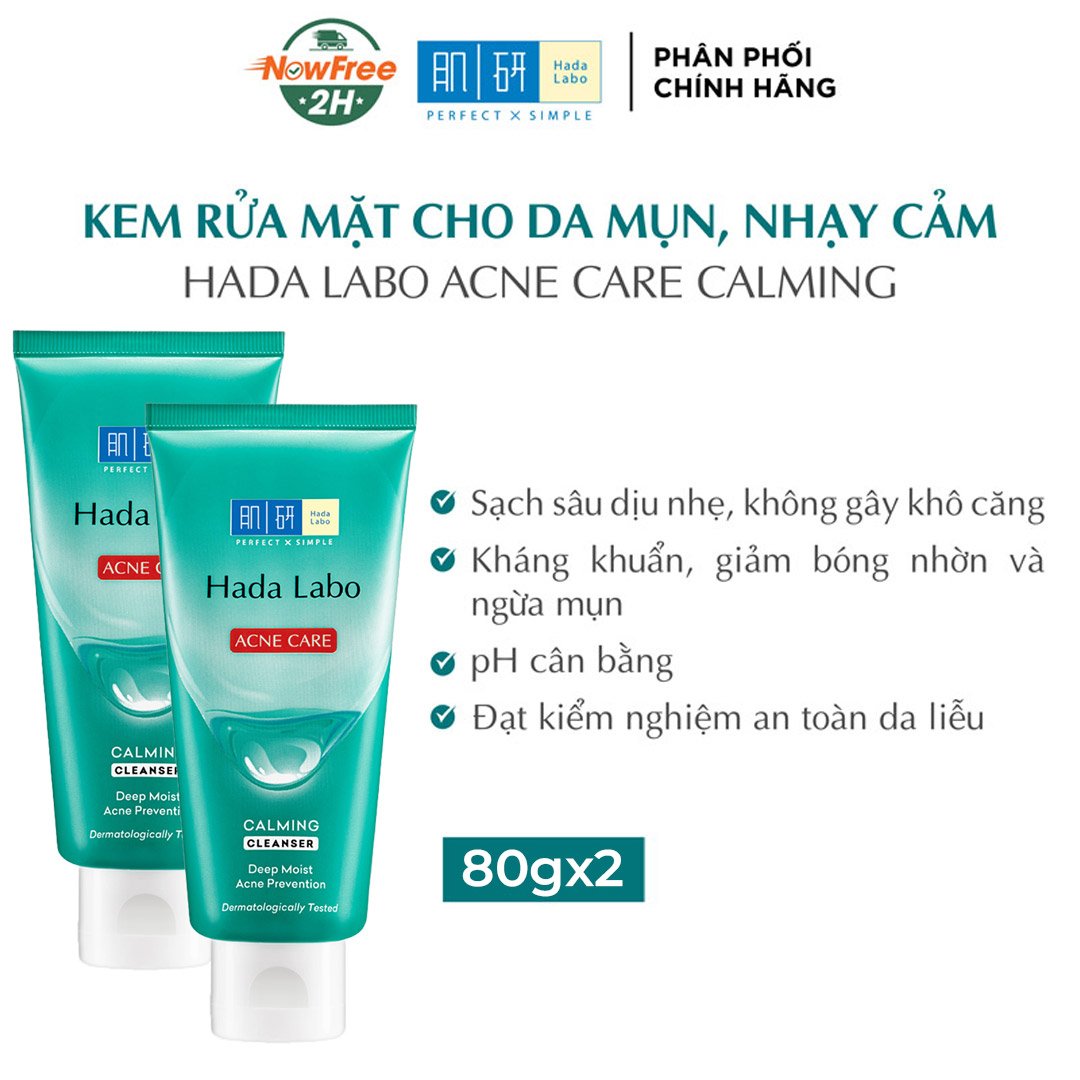 Combo 2 Kem Rửa Mặt Hada Labo Cho Da Mụn Và Nhạy Cảm 80g