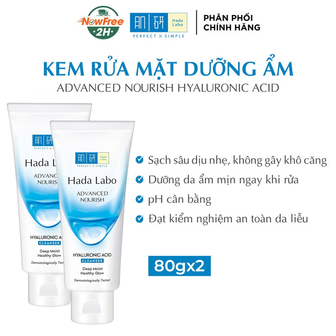 Combo 2 Kem Rửa Mặt Hada Labo Sạch Sâu Dưỡng Ẩm 80g