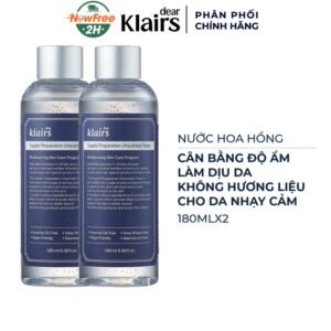Combo 2 Nước Hoa Hồng Klairs Không Mùi Cho Da Nhạy Cảm 180ml