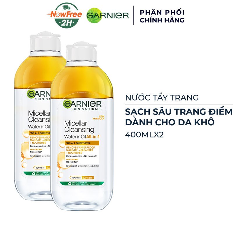 Combo 2 Nước Tẩy Trang Garnier Làm Sạch Sâu Lớp Trang Điểm 400ml