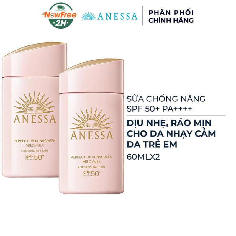 Combo 2 Sữa Chống Nắng Anessa Cho Da Nhạy Cảm & Trẻ Em 60ml (Mới)