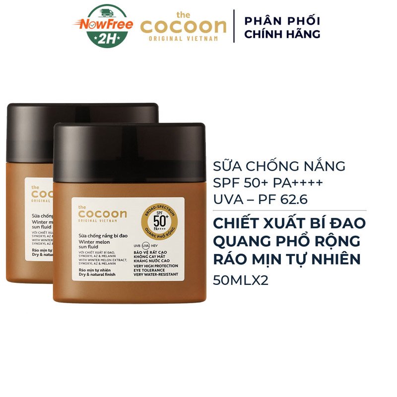 Combo 2 Sữa Chống Nắng Cocoon Bí Đao Quang Phổ Rộng 50ml