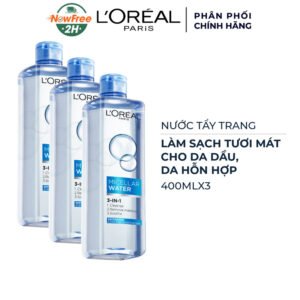 Combo 3 Nước Tẩy Trang L'Oreal Tươi Mát Cho Da Dầu, Hỗn Hợp 400ml
