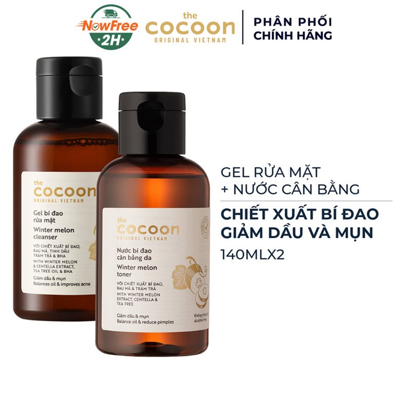 Combo Cocoon Gel Rửa Mặt Bí Đao 140ml + Nước Cân Bằng Bí Đao 140ml