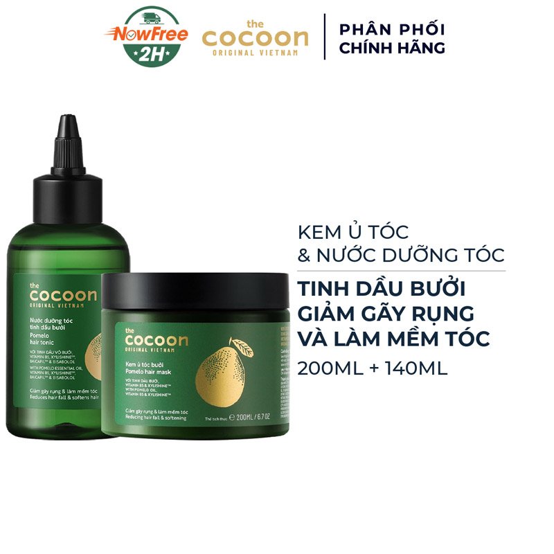 Combo Cocoon Kem Ủ 200ml + Nước Dưỡng Tóc 140ml Tinh Dầu Bưởi