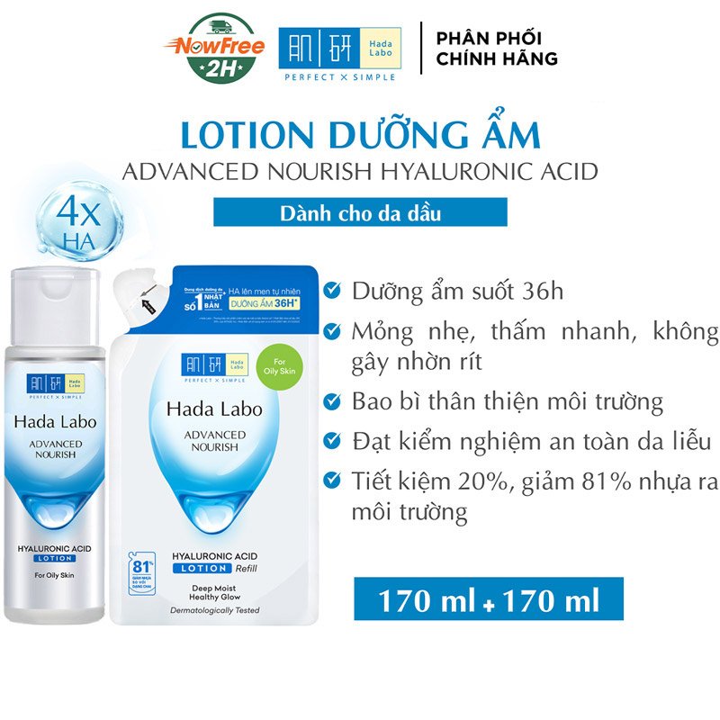 Combo Dung Dịch Hada Labo Dưỡng Ẩm Tối Ưu Cho Da Dầu 170ml + Túi Refill 170ml