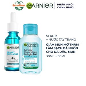 Combo Garnier Serum Giảm Mụn Mờ Thâm Cho Da Dầu, Mụn 30ml + Nước Tẩy Trang Cho Da Dầu, Mụn 50ml