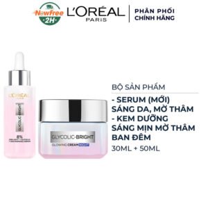Combo L'Oreal Serum Sáng Da 30ml + Kem Dưỡng Sáng Da Ban Đêm 50ml