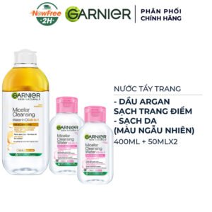 Combo Nước Tẩy Trang Garnier Sạch Sâu Trang Điểm 400ml + 2 Nước Tẩy Trang 50ml (Màu Ngẫu Nhiên)