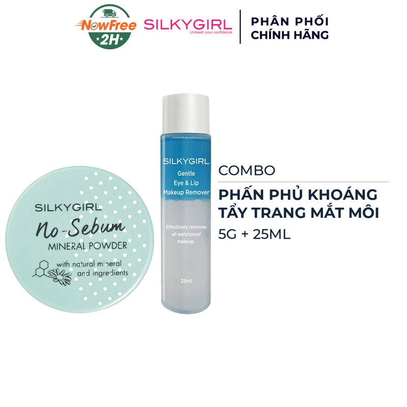 Combo Silkygirl Tẩy Trang Mắt Môi 25ml + Phấn Phủ Khoáng 5g