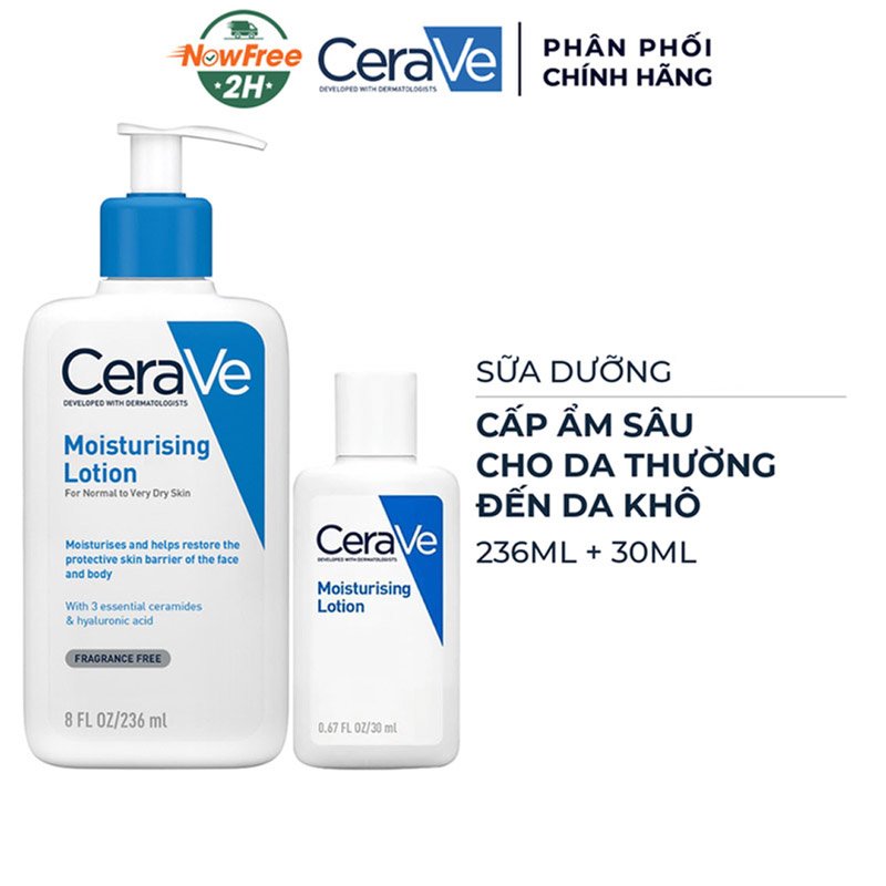 Combo Sữa Dưỡng Ẩm CeraVe Cho Da Thường Đến Khô 236ml + 30ml