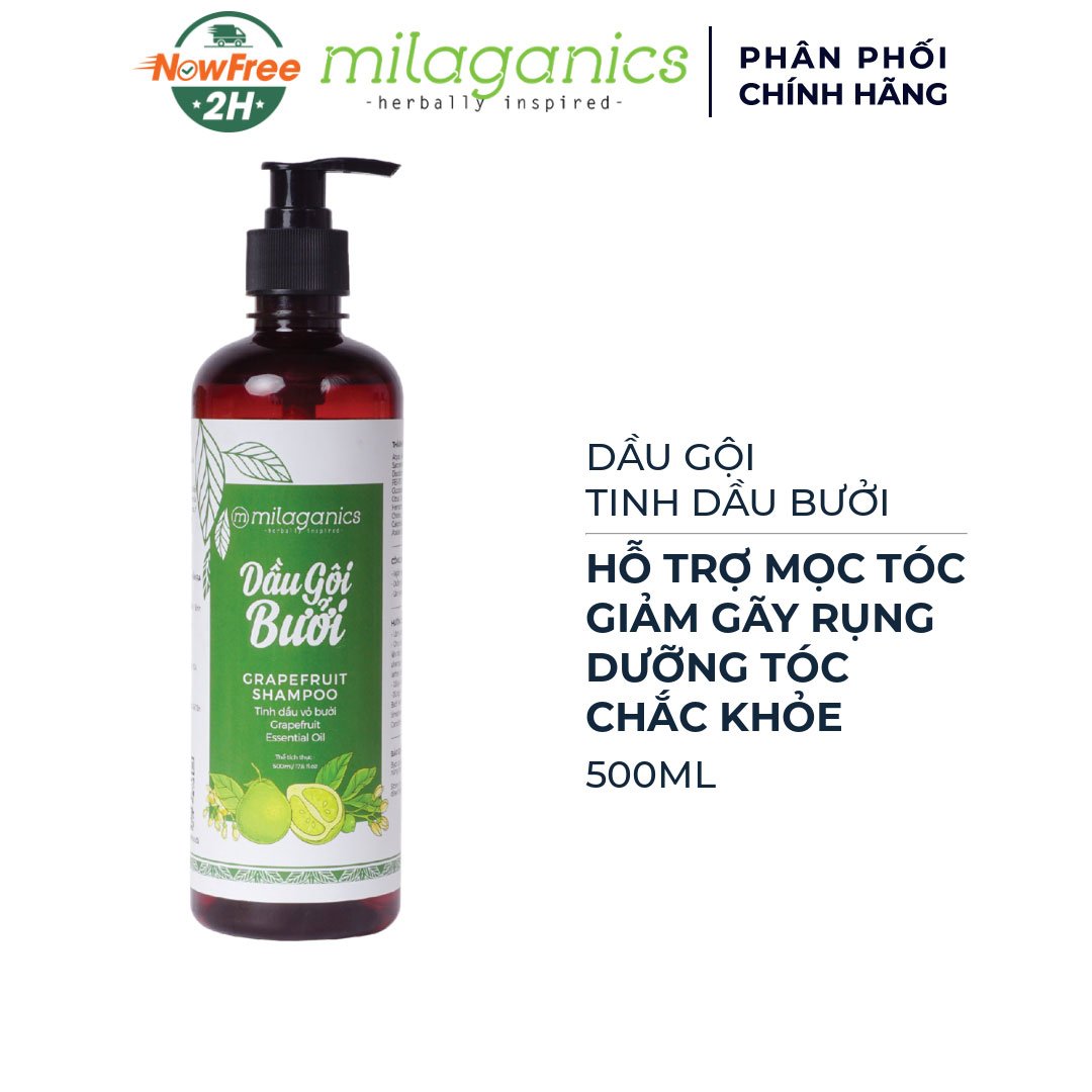 Dầu Gội Milaganics Tinh Dầu Bưởi Kích Thích Mọc Tóc 500ml