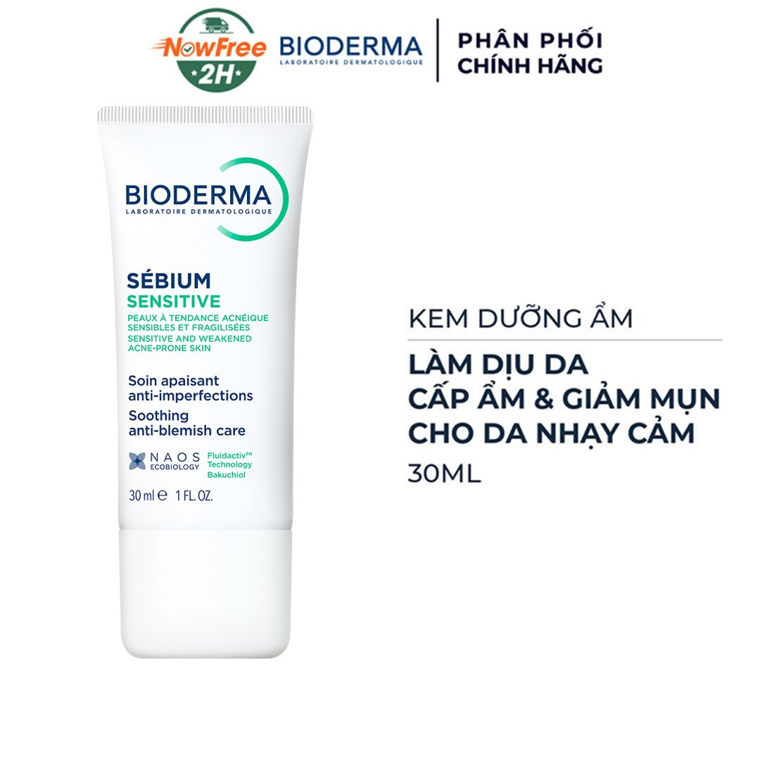 Kem Dưỡng Ẩm Bioderma Dành Cho Da Mụn, Nhạy Cảm 30ml