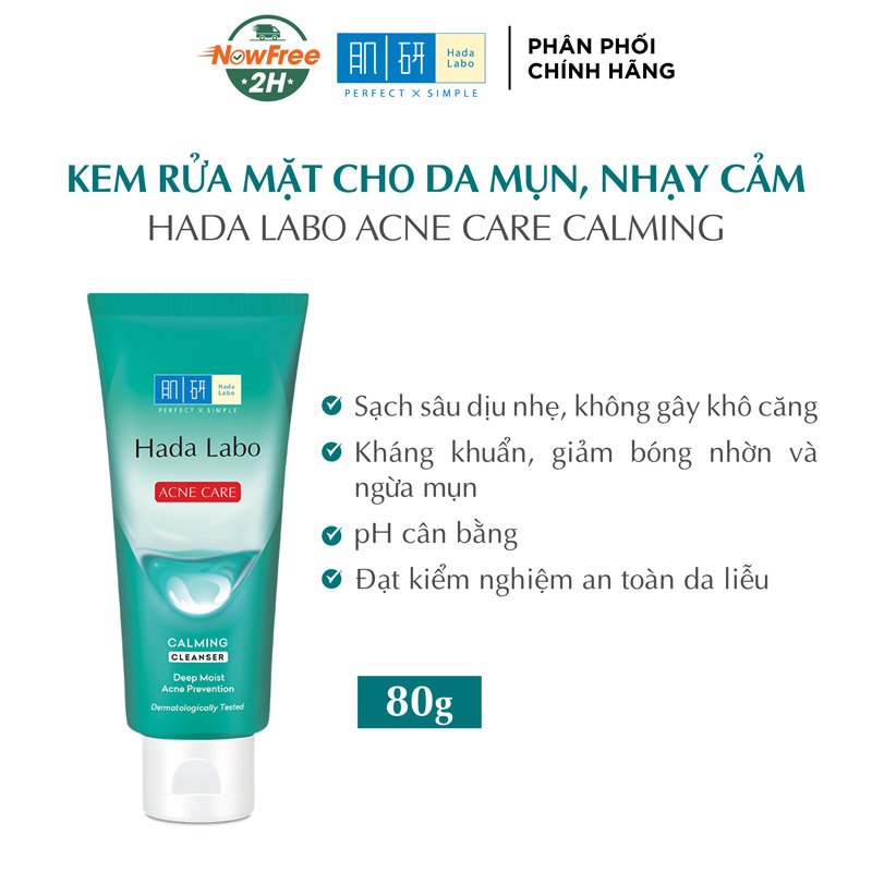 Kem Rửa Mặt Hada Labo Cho Da Mụn Và Nhạy Cảm 80g