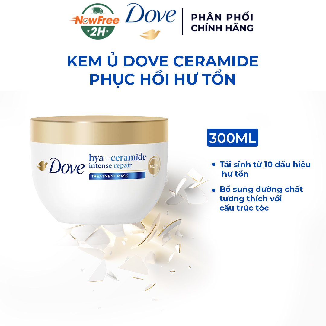 Kem Ủ Tóc Dove Ceramide Phục Hồi Hư Tổn 300ml (Mới)