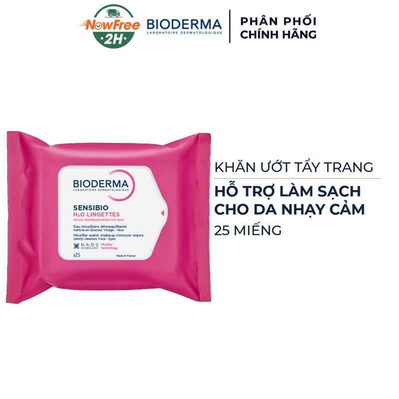 Khăn Ướt Tẩy Trang Bioderma Làm Sạch Da Nhạy Cảm 25 Miếng
