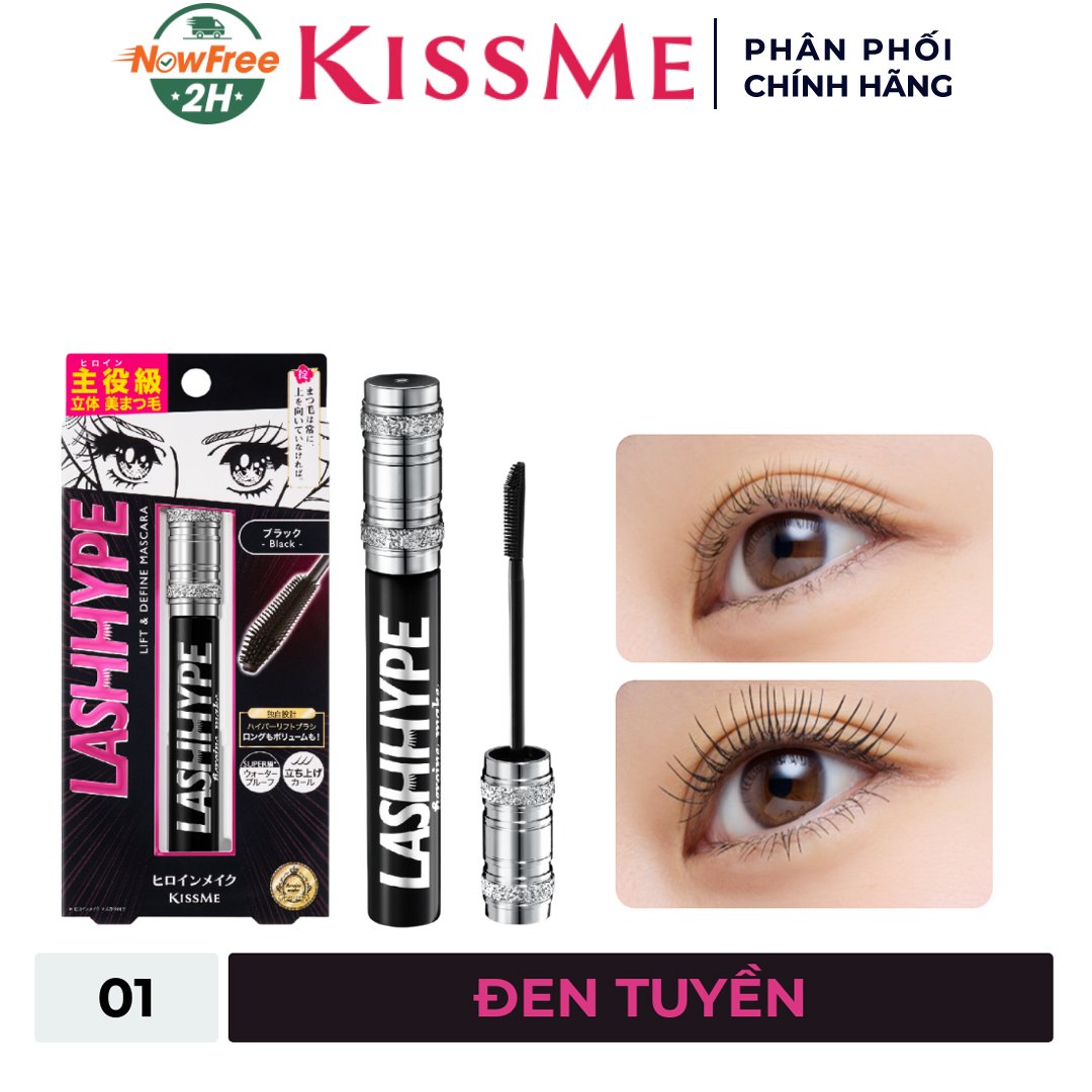 Mascara Kissme Chuốt Dài Và Rậm Làn Mi Màu 01 Đen Tuyền 8g