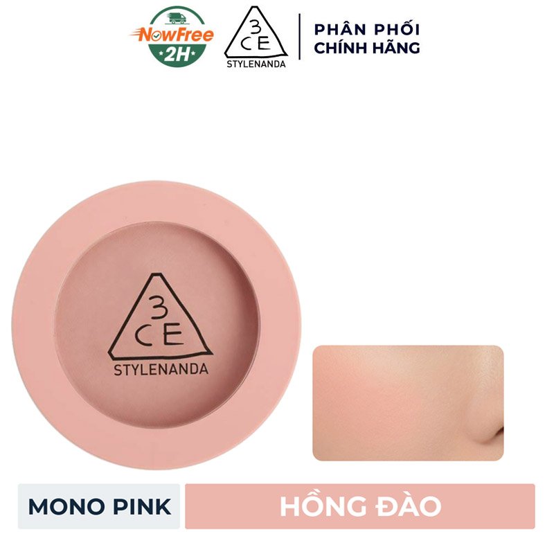 Phấn Má Hồng 3CE Mịn Lì Mono Pink - Hồng Đào 5.5g