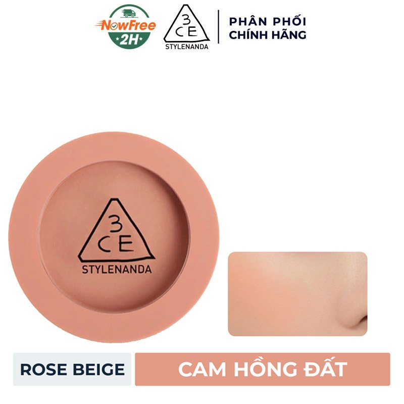 Phấn Má Hồng 3CE Mịn Lì Rose Beige - Cam Hồng Đất 5.5g