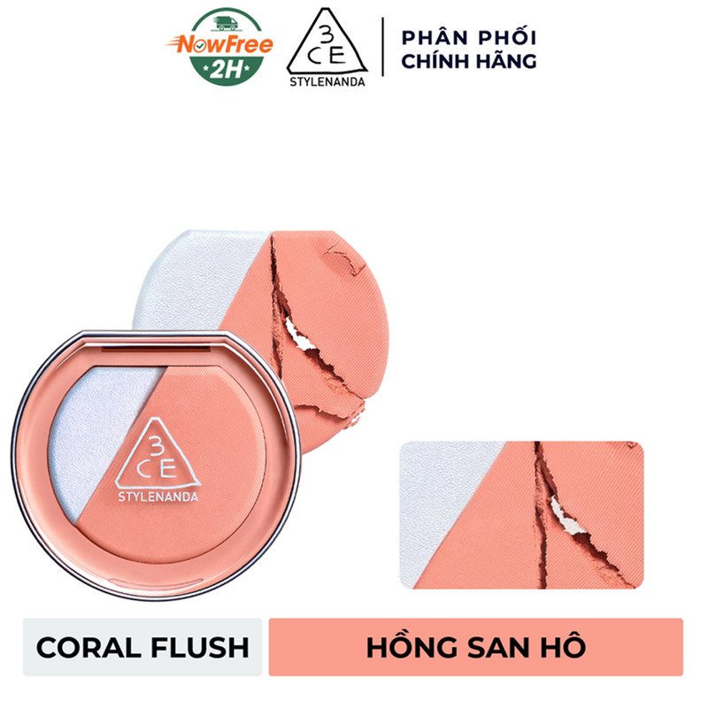 Phấn Má Hồng Bắt Sáng 3CE Coral Flush - Hồng San Hô 9g