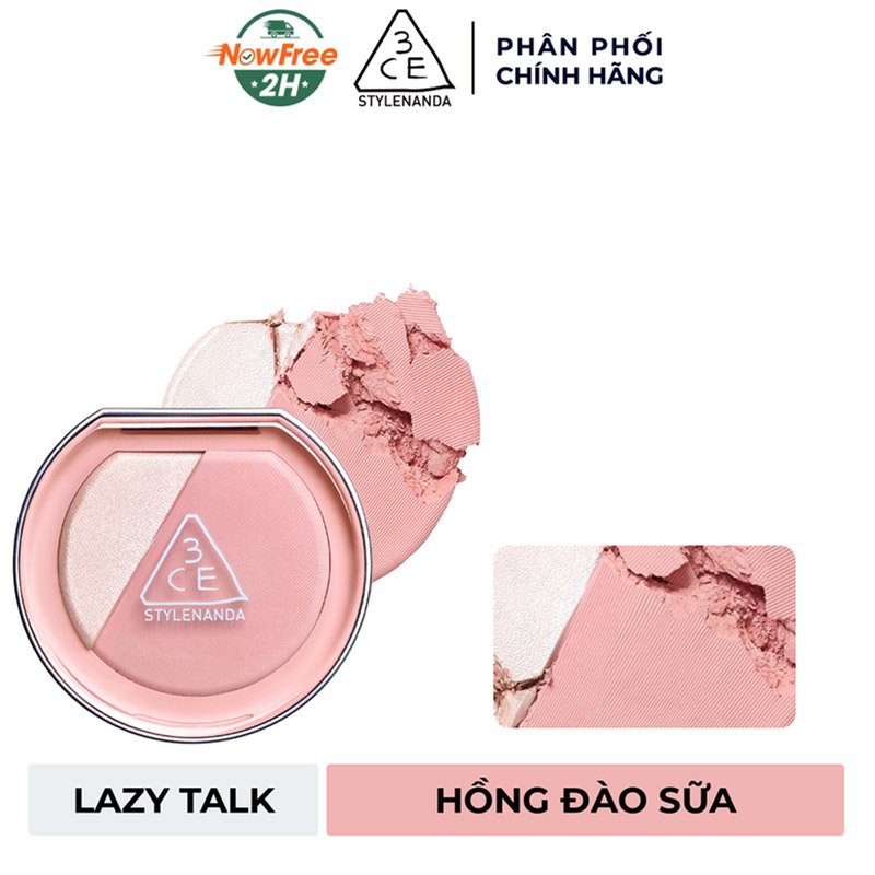 Phấn Má Hồng Bắt Sáng 3CE Lazy Talk - Hồng Đào Sữa 9g