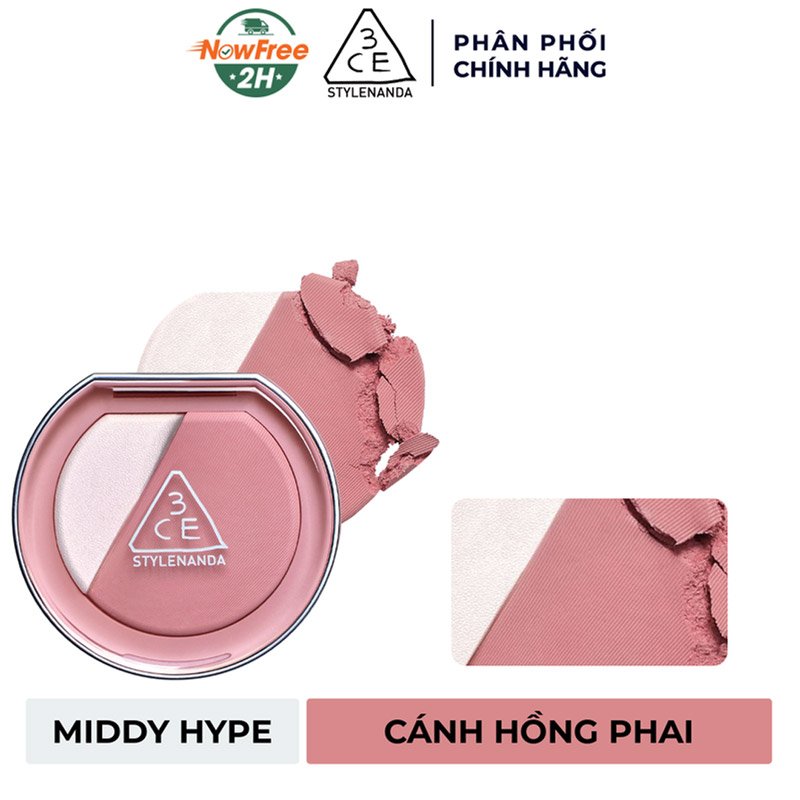 Phấn Má Hồng Bắt Sáng 3CE Middy Hype - Cánh Hồng Phai 9g
