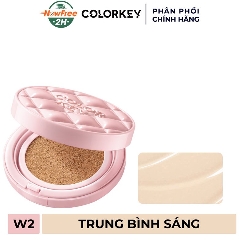 Phấn Nước Colorkey Chống Nắng Kiềm Dầu W2 Trung Bình Sáng 11g