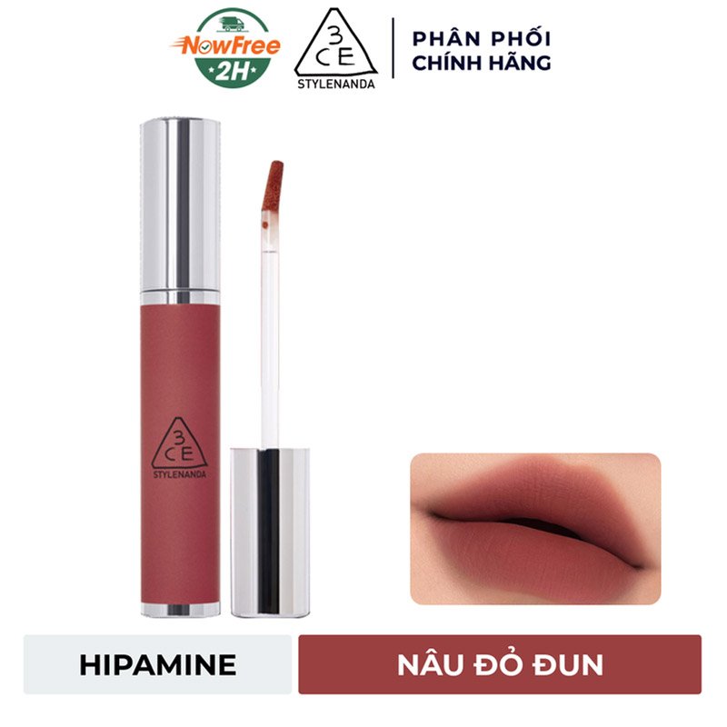 Son Lì 3CE Mịn Môi Hipamine - Nâu Đỏ Đun 4g