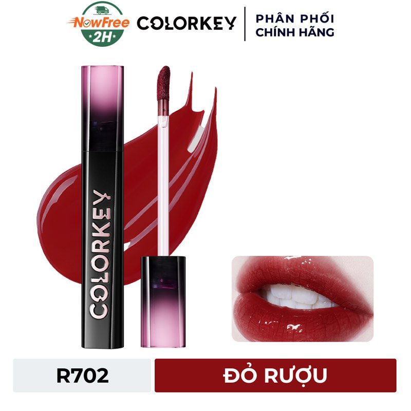 Son Môi Colorkey Gương Bóng R702 Đỏ Rượu 2.5g